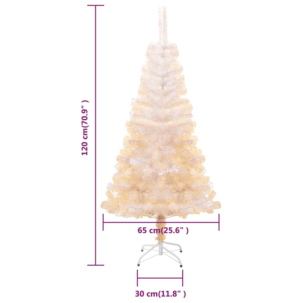 vidaXL Árbol Navidad artificial puntas iridiscentes PVC blanco 120 cm