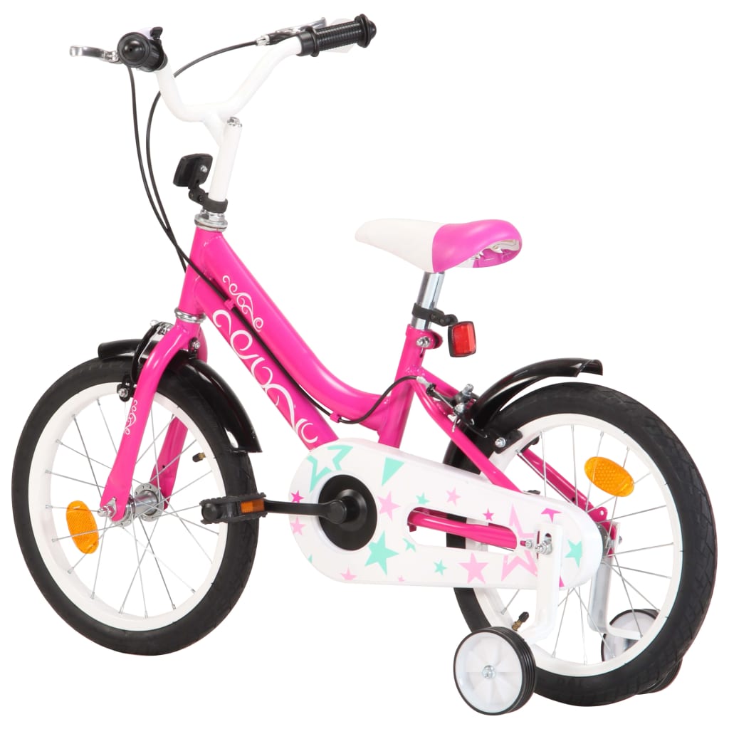 vidaXL Bicicleta para niños 16 pulgadas negro y rosa