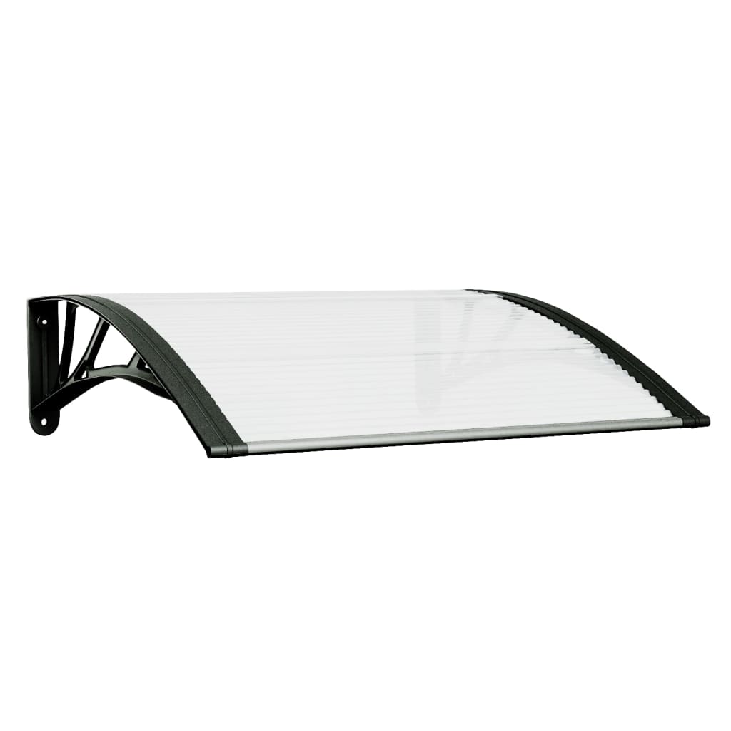 vidaXL Marquesina puerta policarbonato negro y transparente 80x75 cm