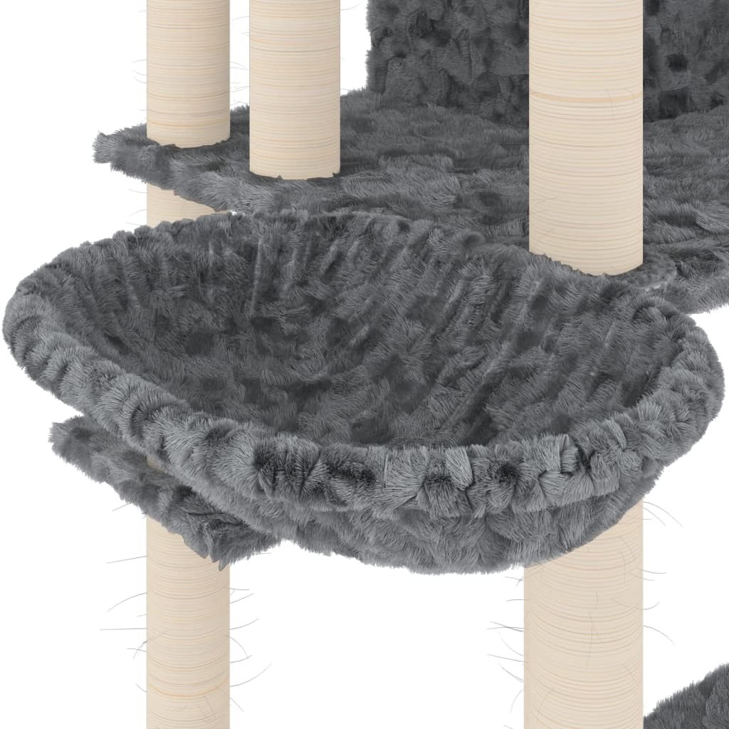 vidaXL Rascador para gatos con postes de sisal gris oscuro 191 cm