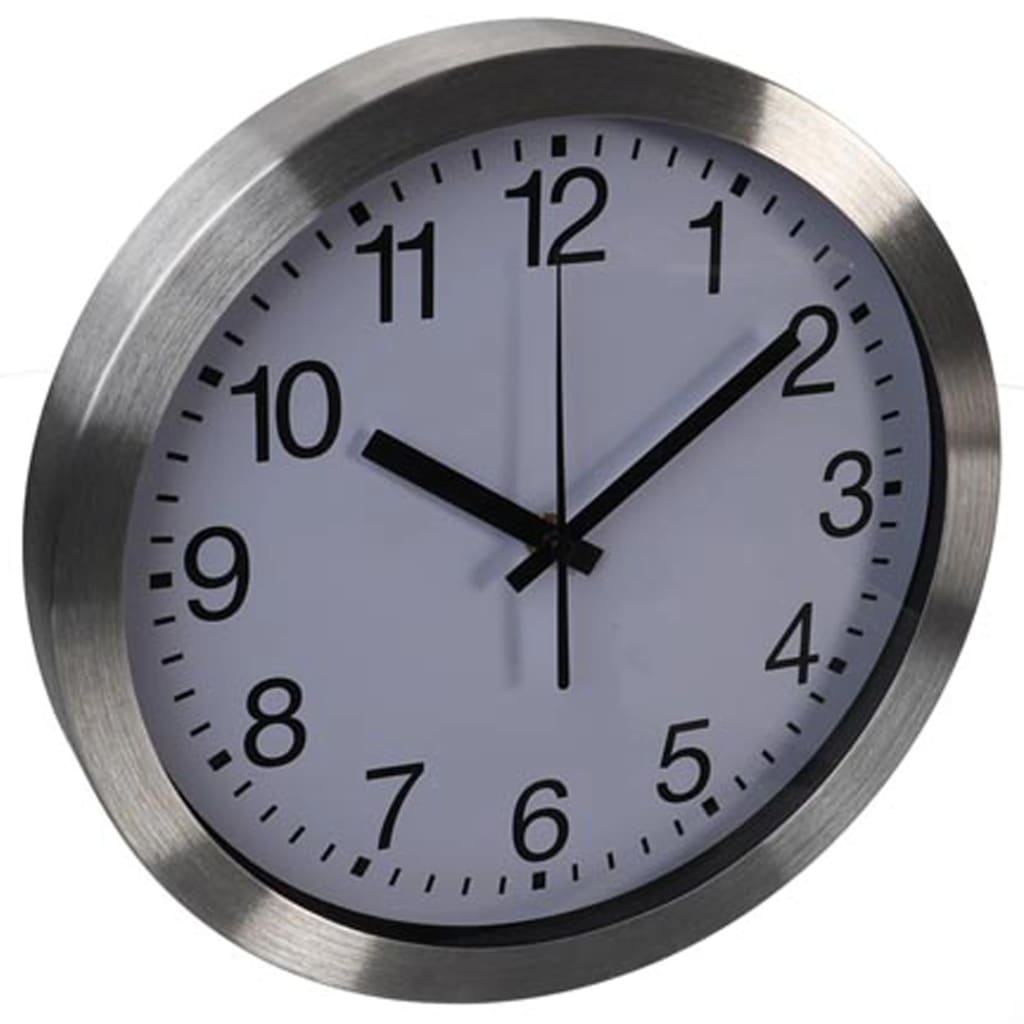 Perel Reloj de pared blanco y plateado 30 cm