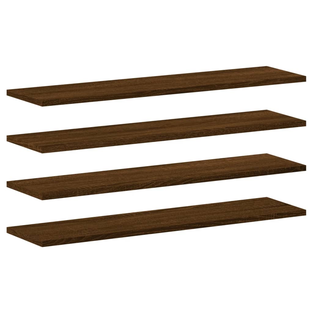 vidaXL Estantes pared 4 uds madera ingeniería marrón roble 80x20x1,5cm