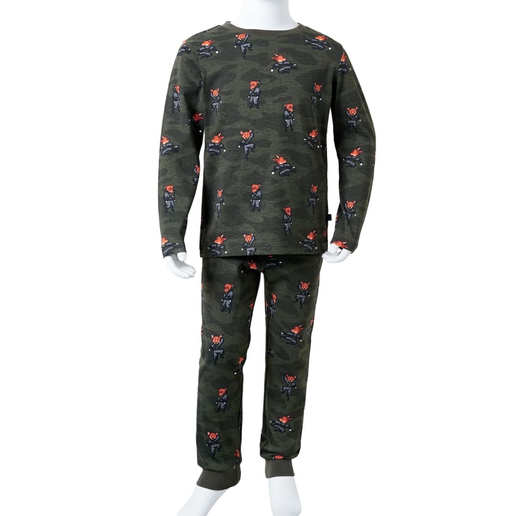 Pijama infantil de manga larga caqui 92