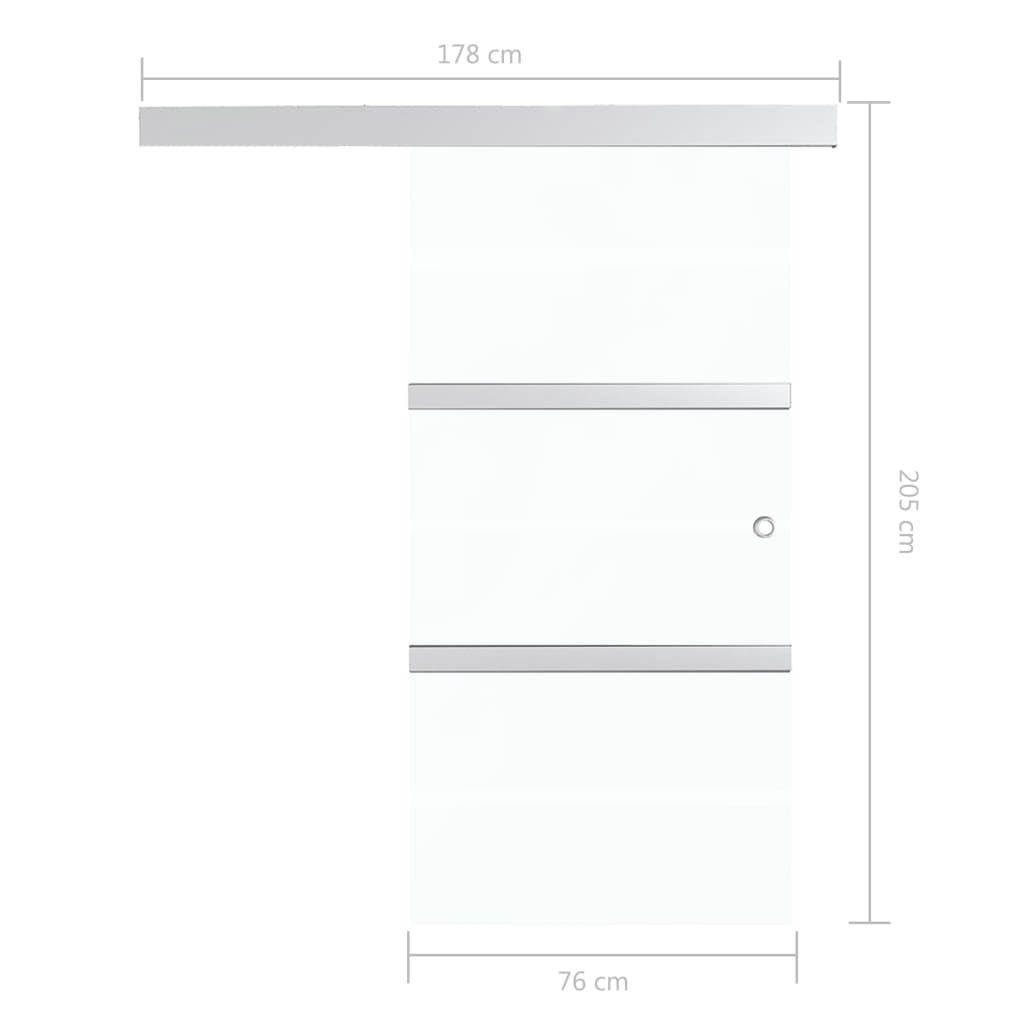 vidaXL Puerta corredera con tope suave vidrio ESG y aluminio 76x205 cm