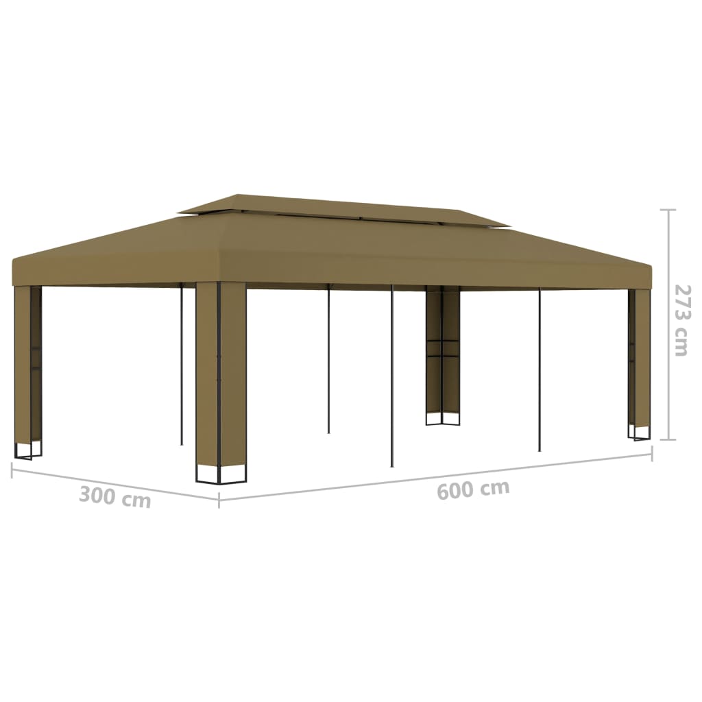 vidaXL Cenador con doble techo gris taupe 3x6 m 180 g/m²