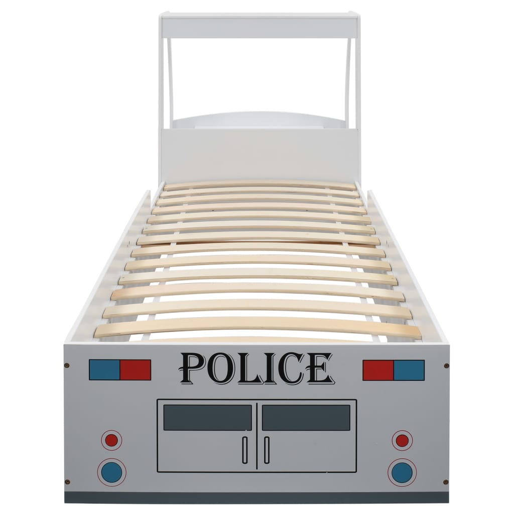 vidaXL Cama infantil coche de policía colchón viscoelástico 90x200 cm