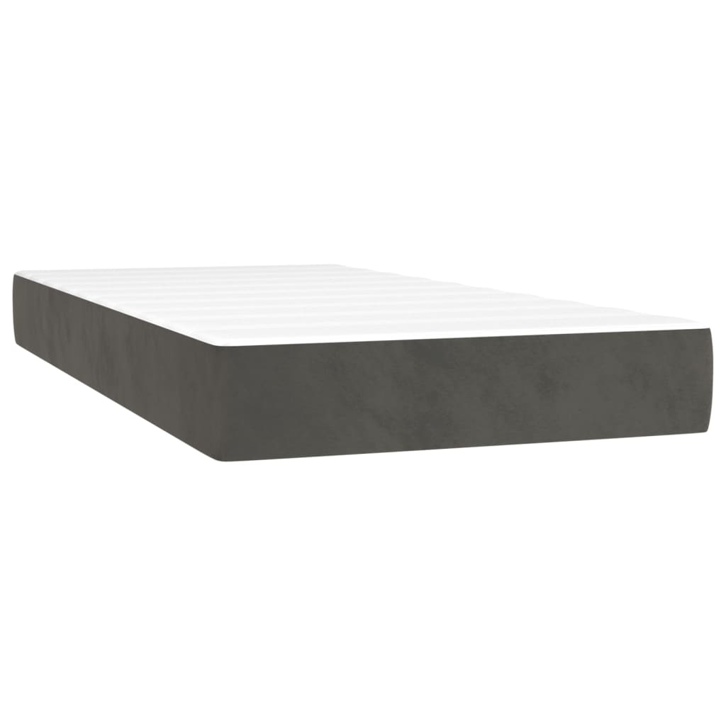 vidaXL Cama box spring colchón y LED terciopelo gris oscuro 120x190 cm