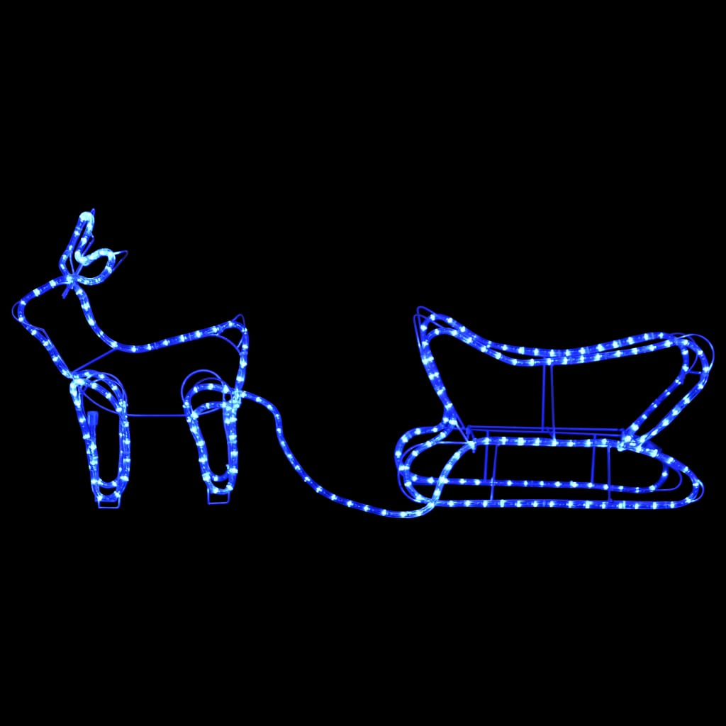 vidaXL Decoración navideña para jardín renos y trineo 252 LEDs