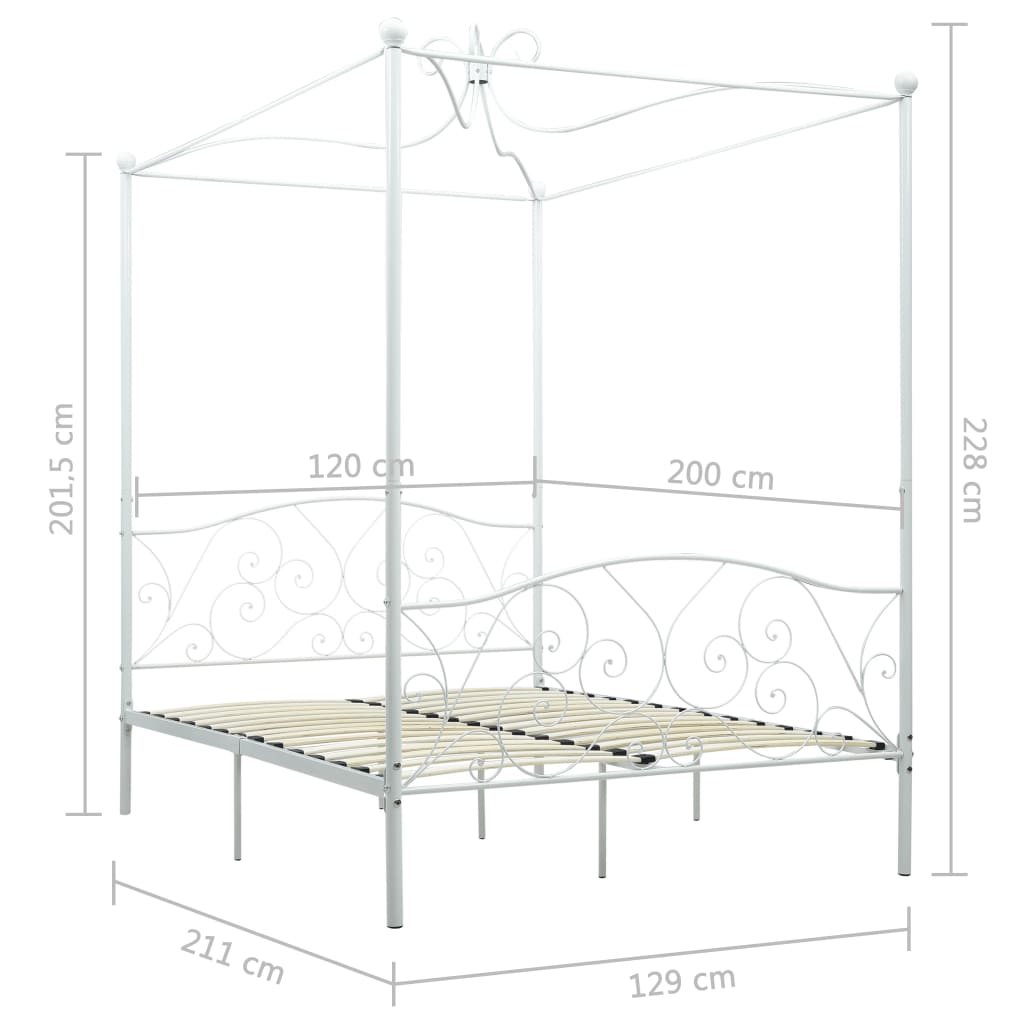 vidaXL Estructura de cama con dosel metal blanco 120x200 cm