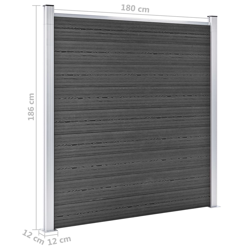 vidaXL Set de paneles de valla WPC negro 1311x(105-186) cm