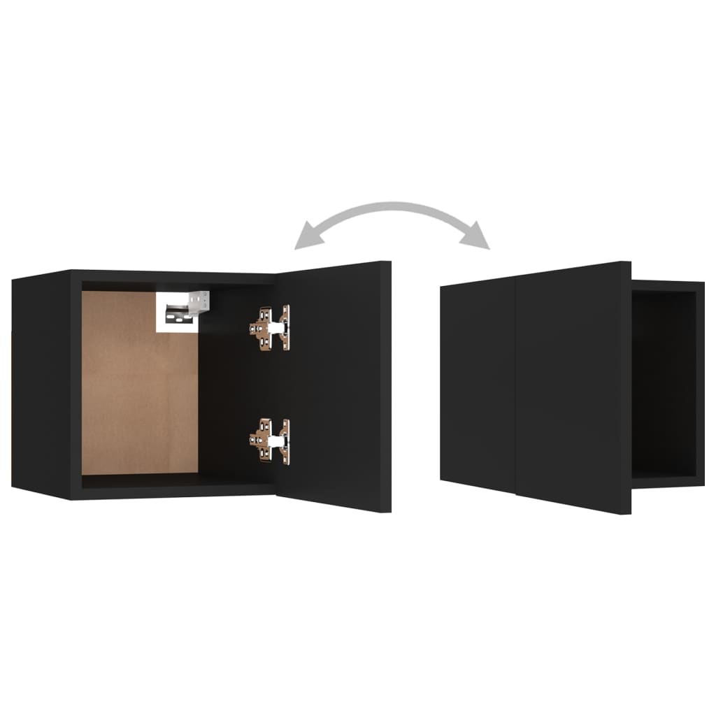 vidaXL Muebles de salón de pared 4 uds negro 30,5x30x30 cm