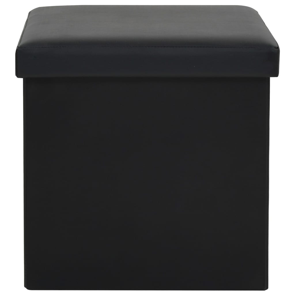 vidaXL Taburete con almacenaje plegable cuero sintético negro