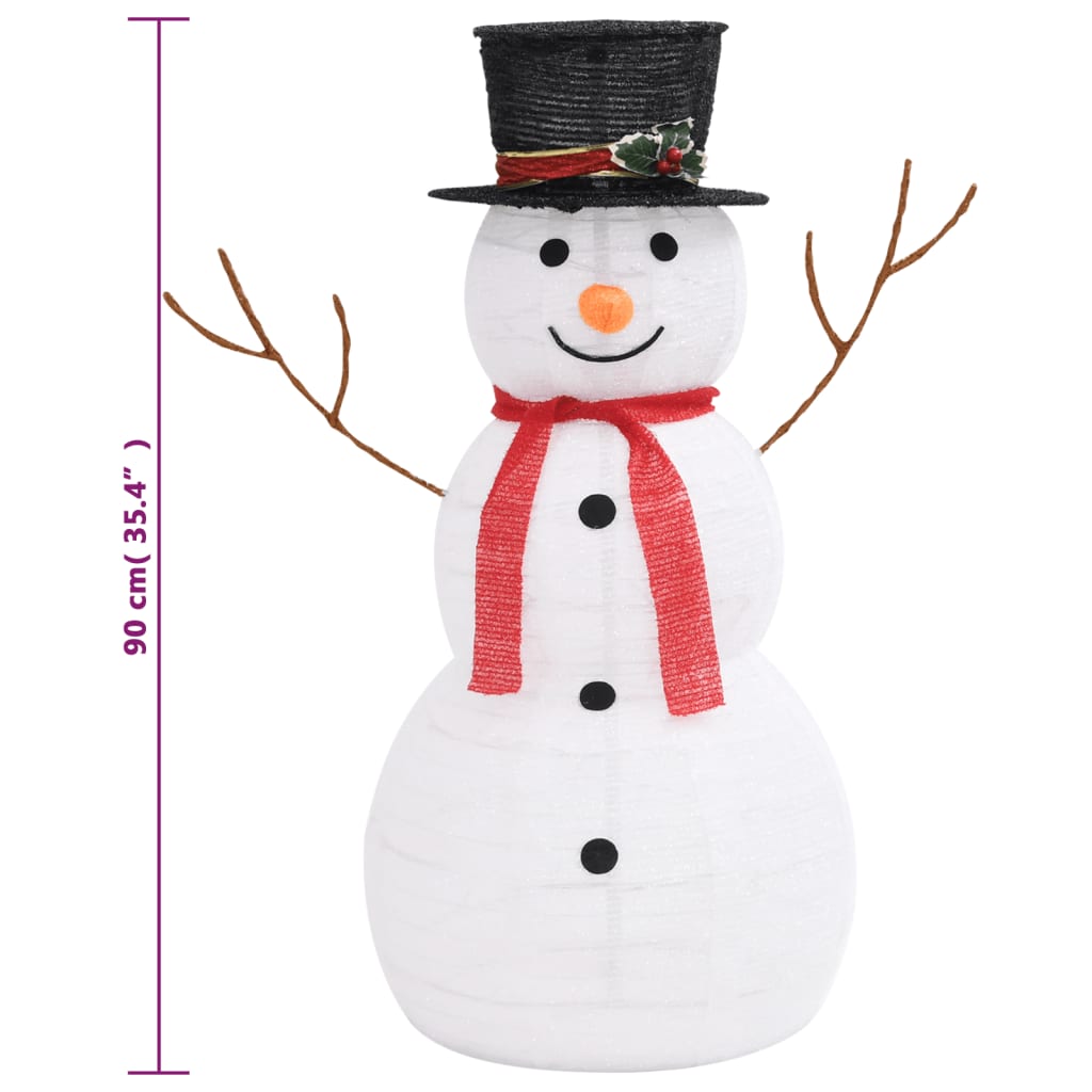 vidaXL Muñeco de nieve navideño decorativo LED tela lujosa 90 cm