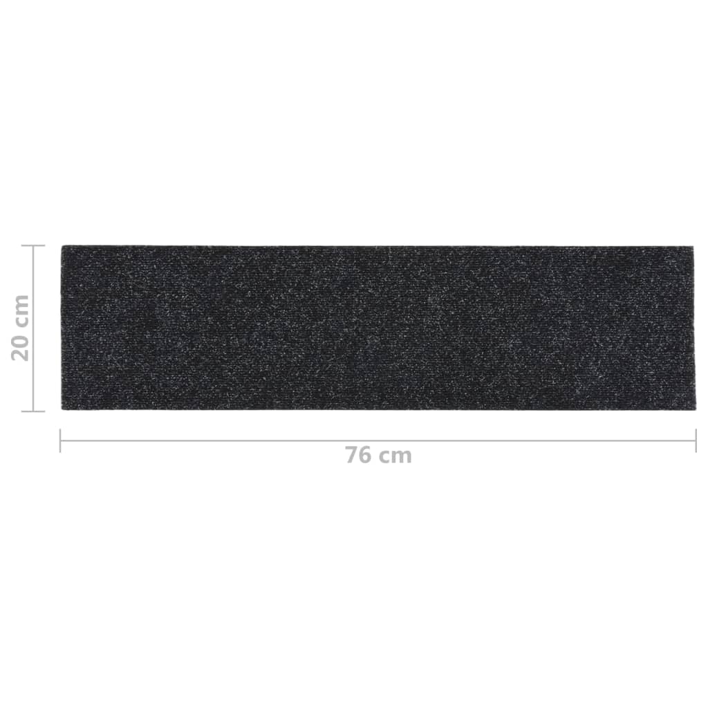 vidaXL Alfombrilla autoadhesiva escalera 15 uds negro 76x20 cm
