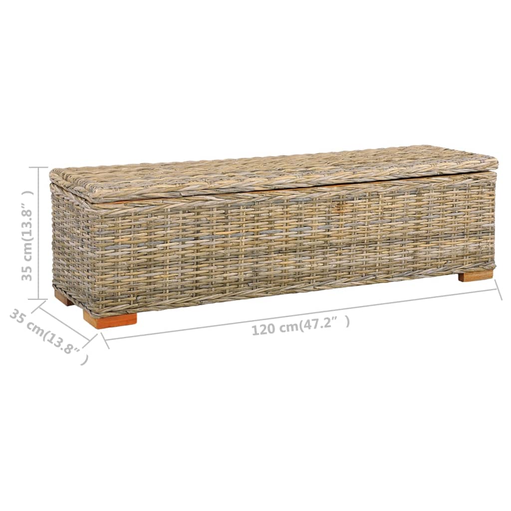 vidaXL Caja de almacenaje ratán kubu y madera maciza mango 120 cm