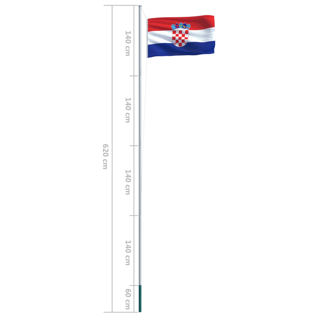 vidaXL Bandera de Croacia y mástil de aluminio 6,2 m