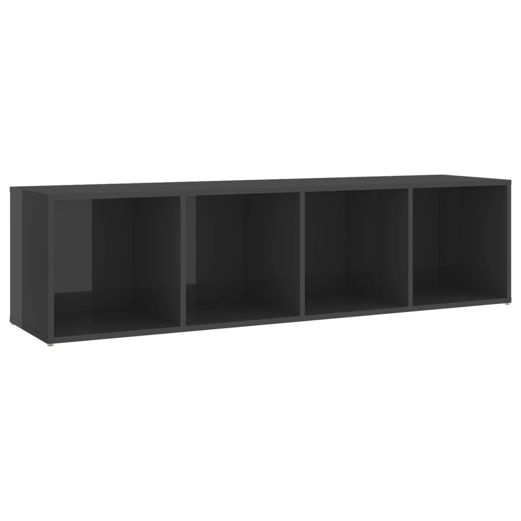 vidaXL Mueble de TV madera contrachapada gris brillo 142,5x35x36,5 cm