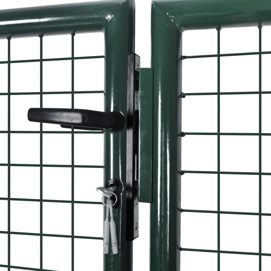 vidaXL Puerta de valla de acero verde 306x175 cm