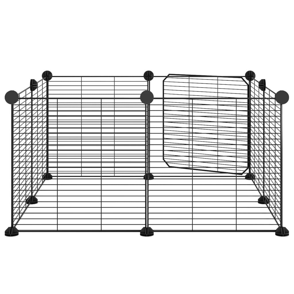 vidaXL Jaula para mascotas de 8 paneles con puerta acero negro 35x35cm
