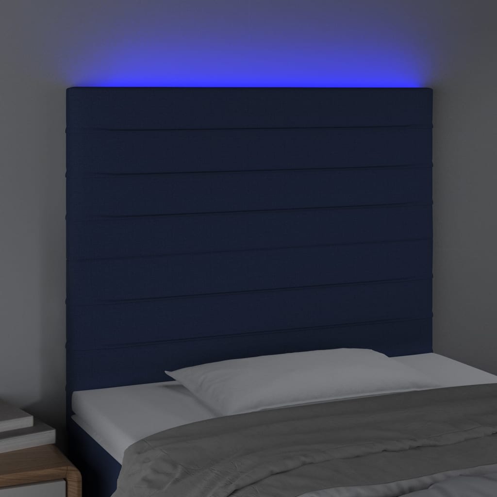 vidaXL Cabecero con luces LED tela azul 80x5x118/128 cm