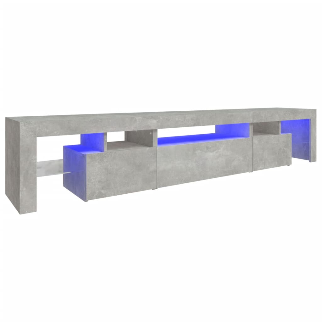 vidaXL Mueble de TV con luces LED gris hormigón 215x36,5x40 cm