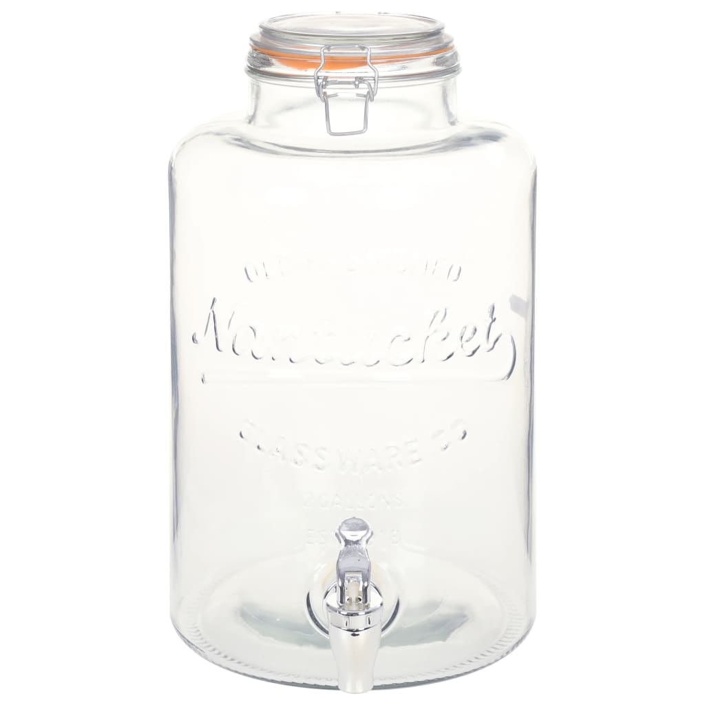 vidaXL Dispensador de agua XXL con grifo vidrio transparente 8 L