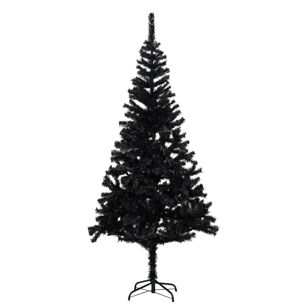 vidaXL Árbol de Navidad preiluminado con luces y soporte negro 180 cm