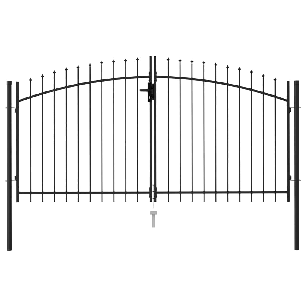 vidaXL Cancela de valla doble puerta con puntas acero negro 3x1,5 m