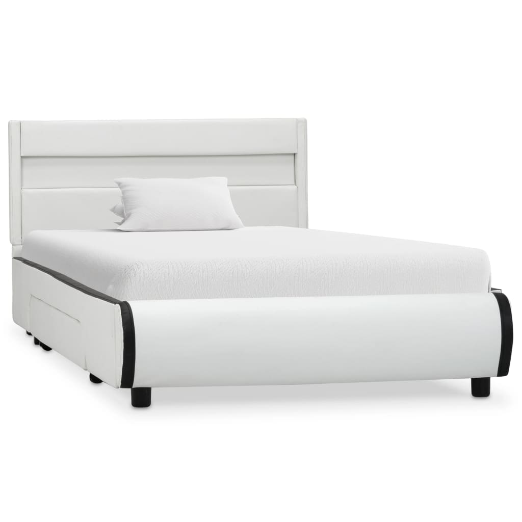 vidaXL Estructura cama con LED cuero sintético blanco 100x200 cm
