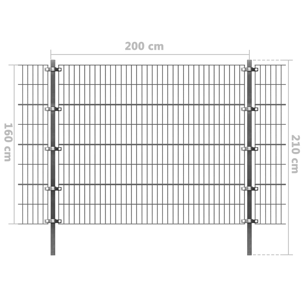 vidaXL Panel de valla y postes hierro recubrimiento polvo gris 6x1,6 m
