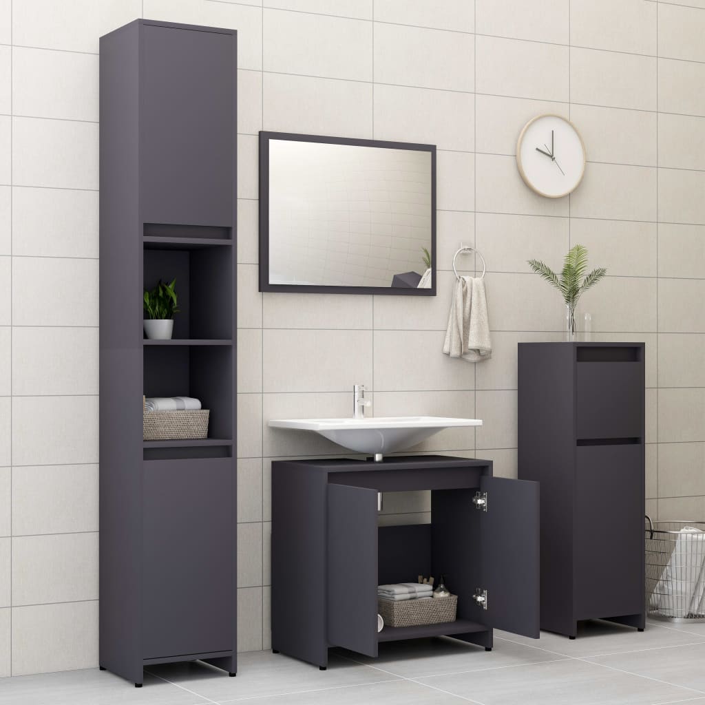 vidaXL Conjunto de muebles de baño madera contrachapada gris