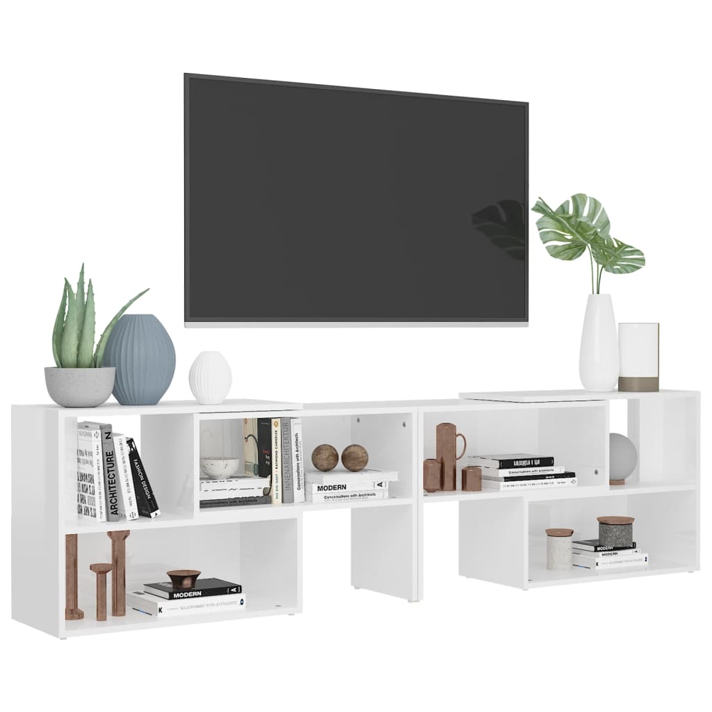 vidaXL Mueble de TV madera contrachapada blanco brillante 149x30x52 cm