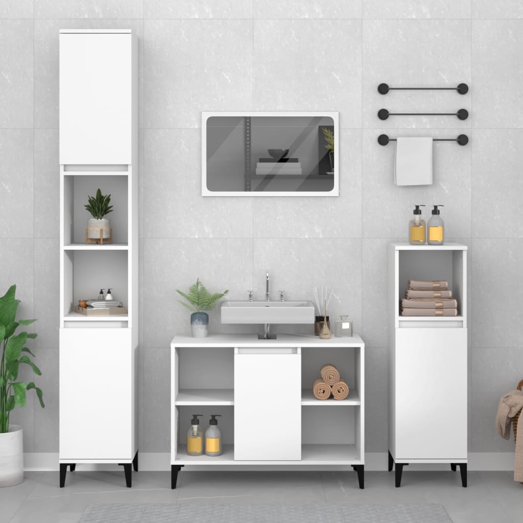 vidaXL Armario para lavabo madera contrachapada blanco 80x33x60 cm