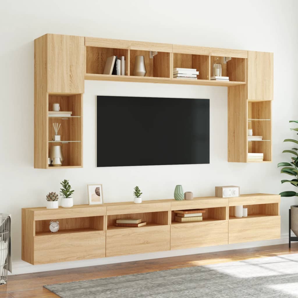 vidaXL Mueble de TV de pared con luces LED roble Sonoma 60x30x40 cm