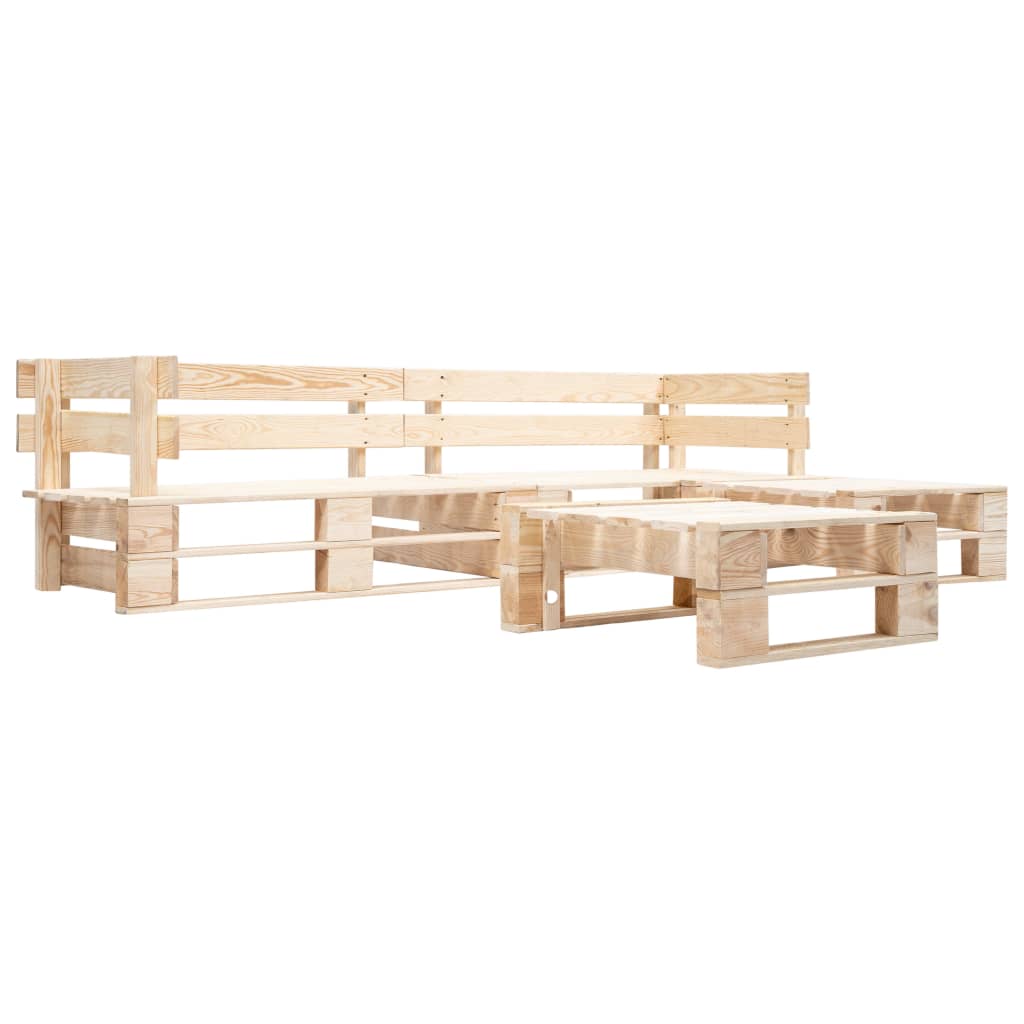 vidaXL Set de muebles de palés para jardín 4 piezas madera natural