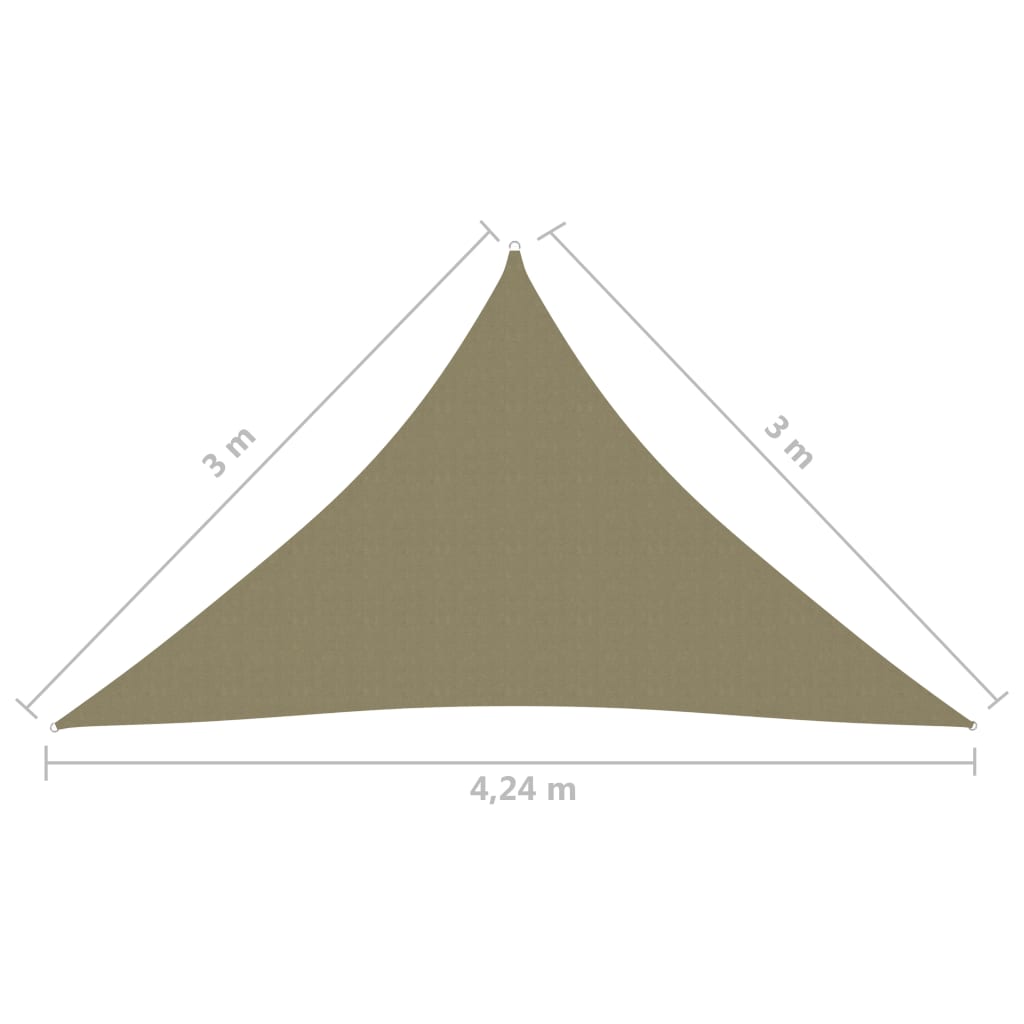 vidaXL Toldo de vela triangular tela Oxford beige 3x3x4,24 m