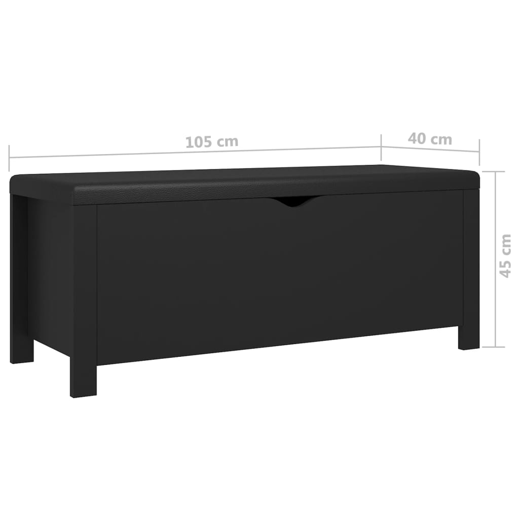 vidaXL Caja de almacenaje y cojín madera ingeniería negro 105x40x45 cm