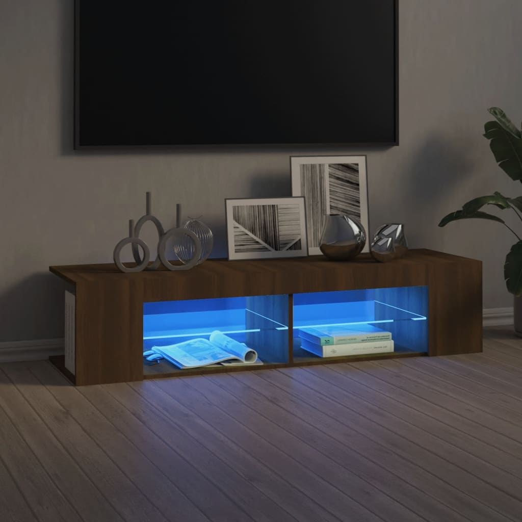 vidaXL Mueble de TV con luces LED marrón roble 135x39x30 cm