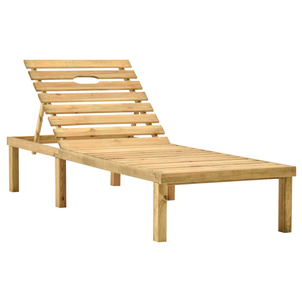 vidaXL Tumbona de jardín con mesa y cojín de madera de pino impregnada
