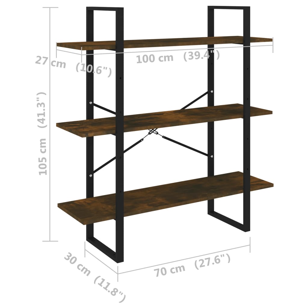 vidaXL Estantería madera contrachapada roble ahumado 100x30x105 cm
