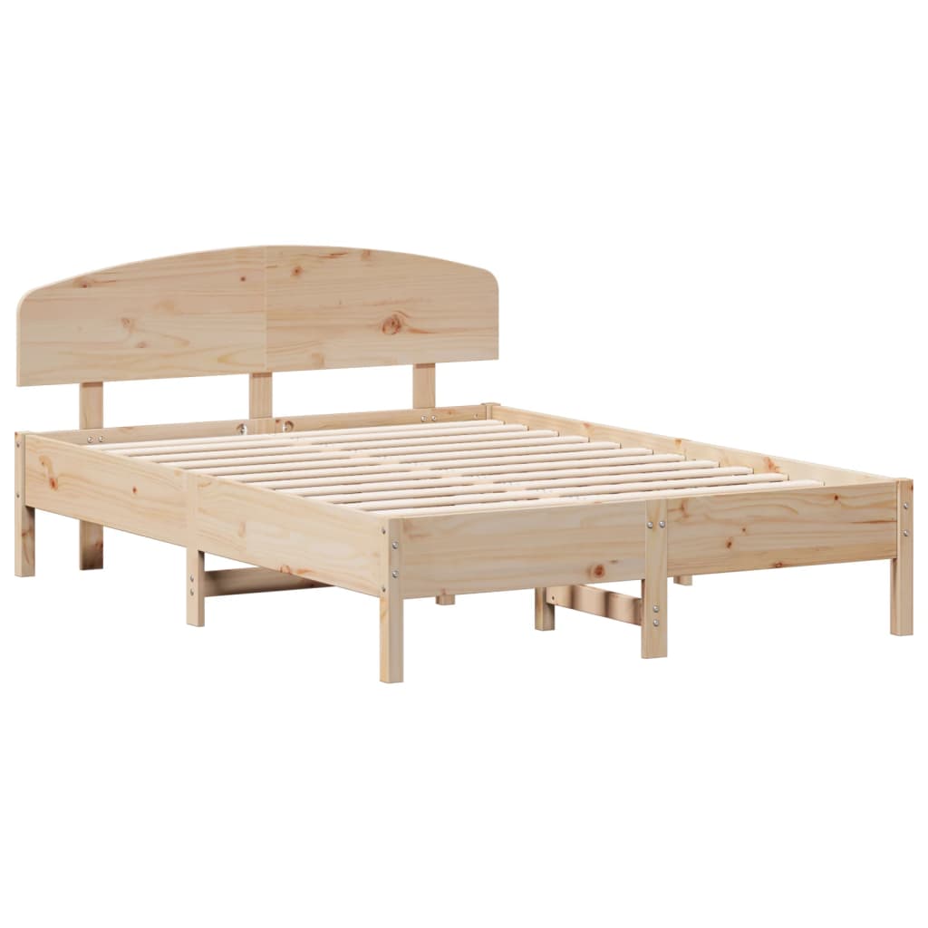 vidaXL Estructura de cama con cabecero madera maciza pino 135x190 cm