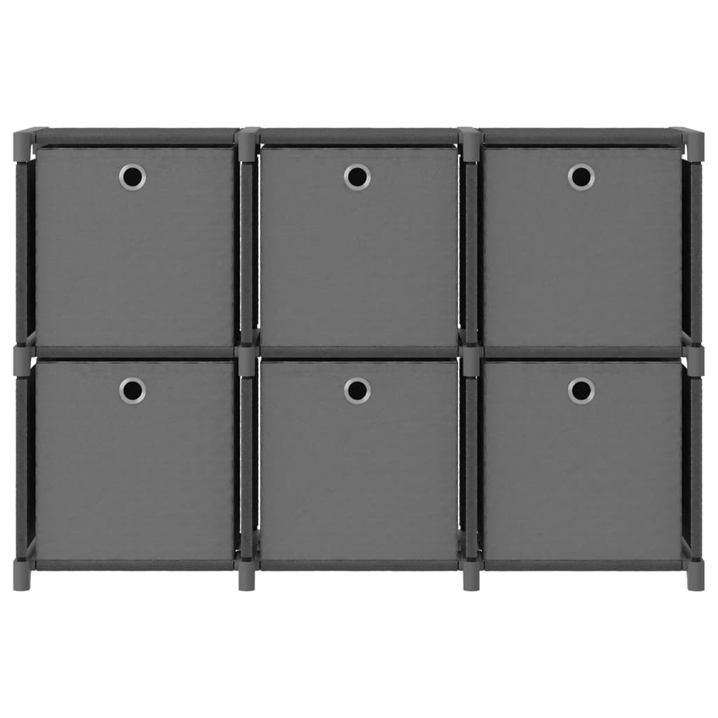 vidaXL Estantería de 6 cubos con cajas de tela gris 103x30x72,5 cm