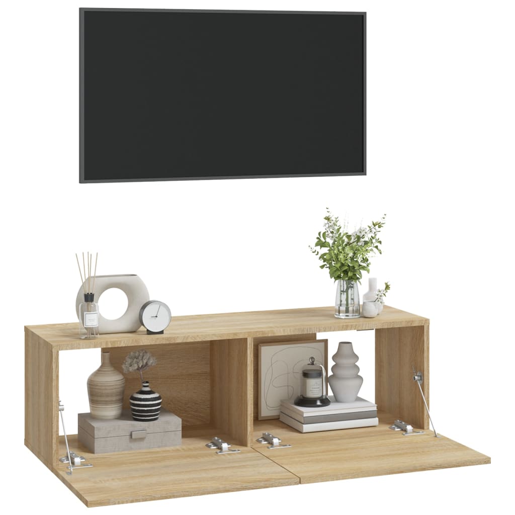 vidaXL Muebles TV de pared 2 uds madera ingeniería roble 100x30x30 cm