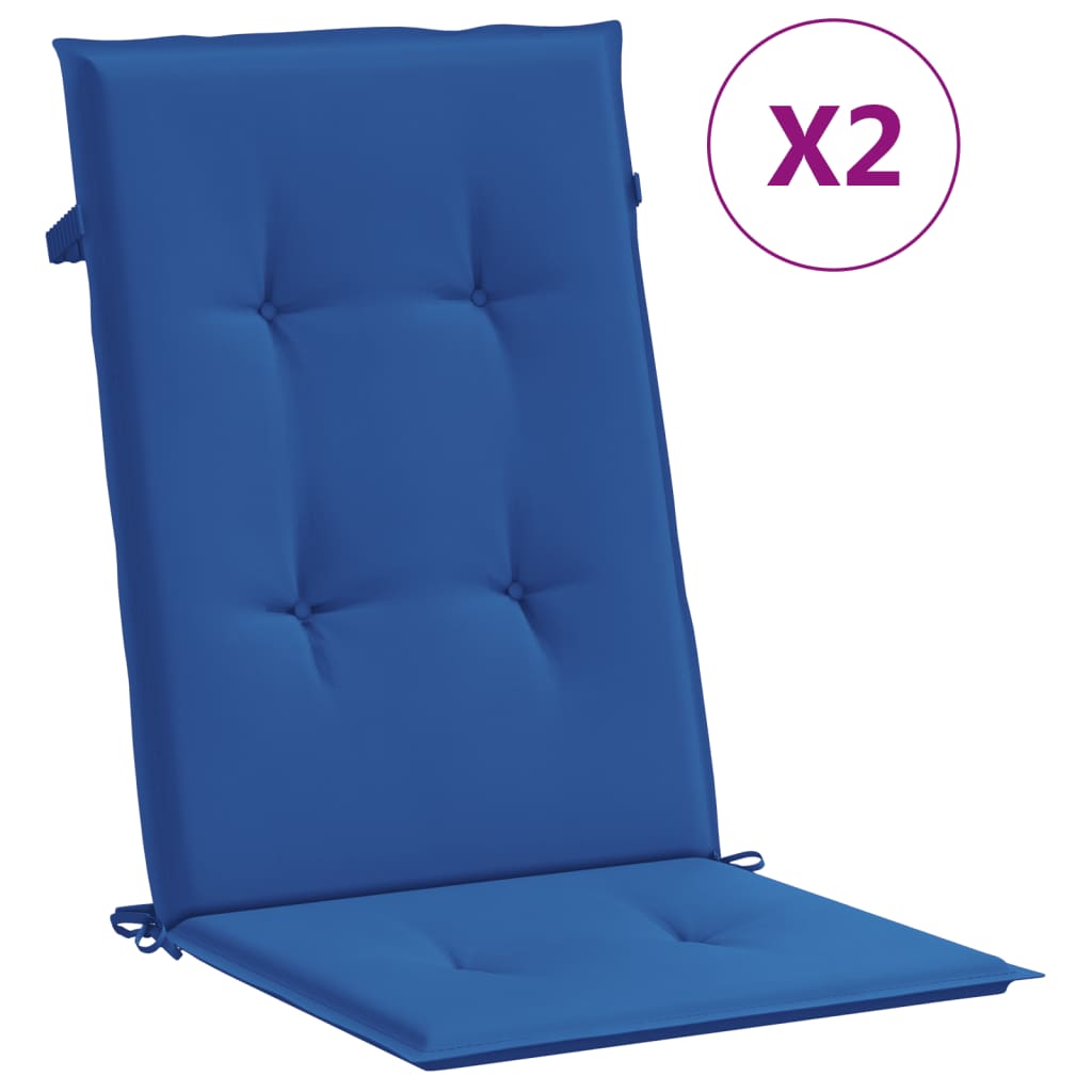 vidaXL Cojín silla de jardín respaldo alto 2 uds tela azul 120x50x3 cm
