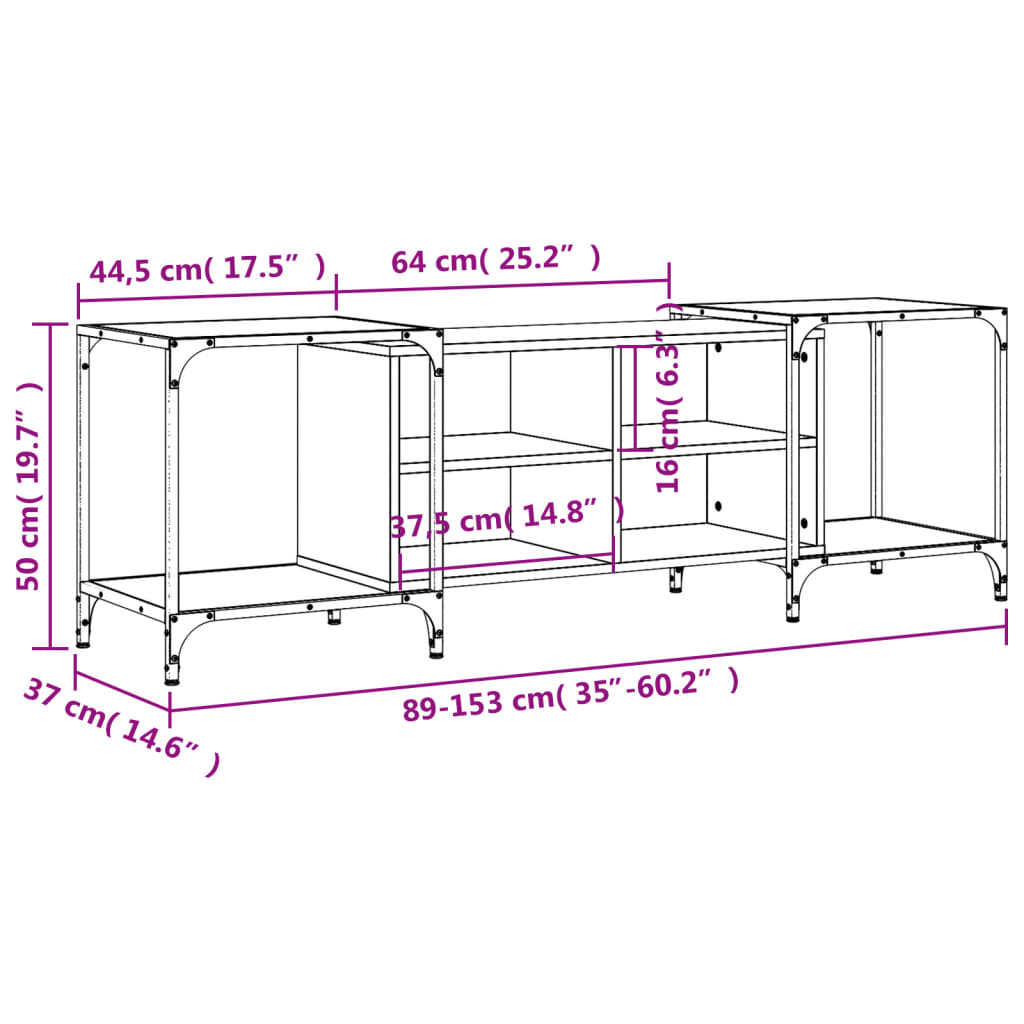 vidaXL Mueble de TV madera de ingeniería roble ahumado 153x37x50 cm