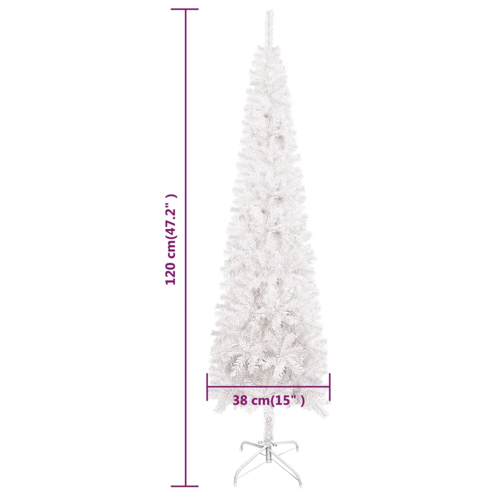 vidaXL Árbol de Navidad delgado iluminado con luces blanco 120 cm