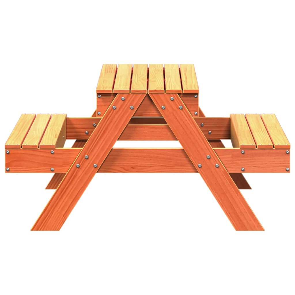 vidaXL Mesa de pícnic con arenero de niños madera maciza pino marrón