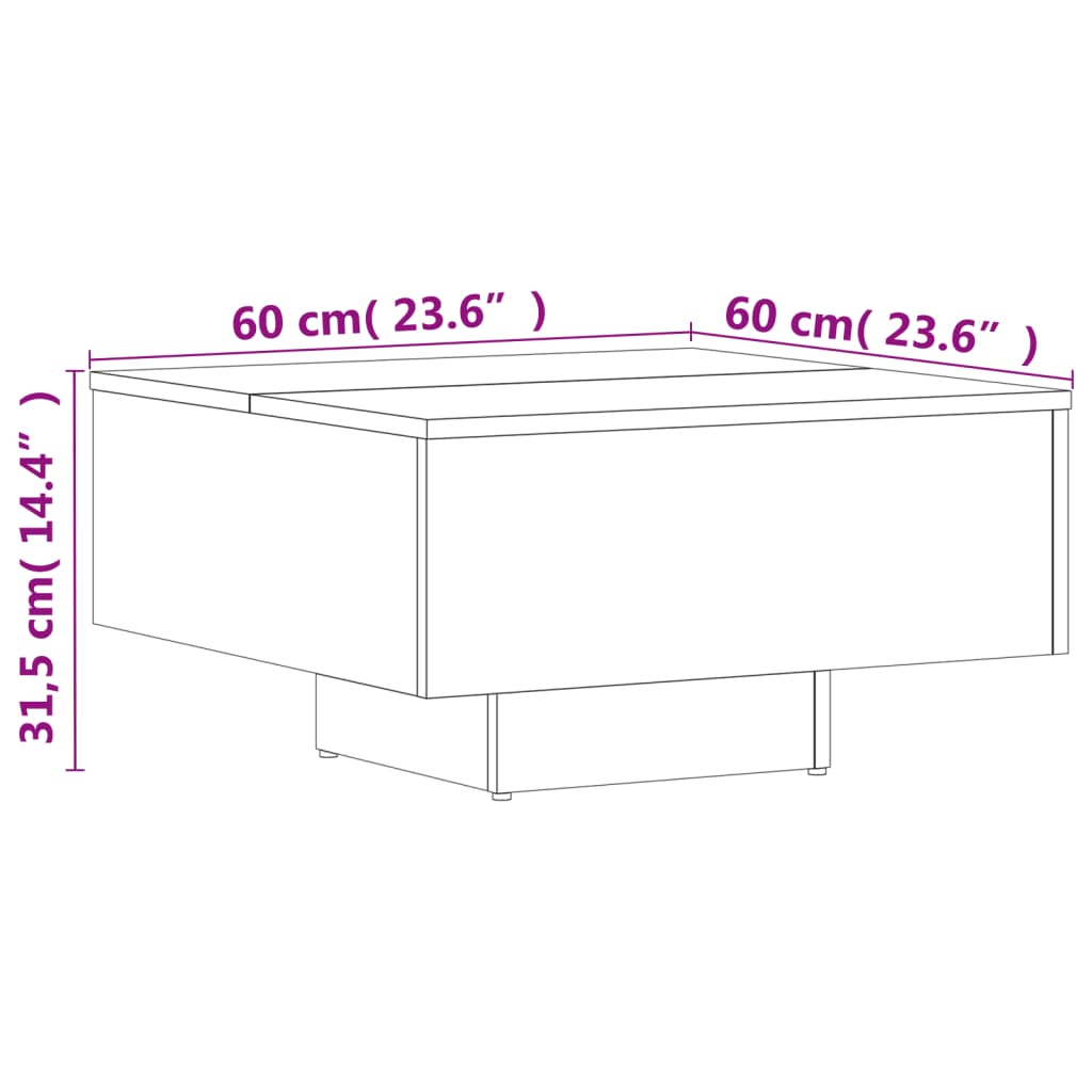 vidaXL Mesa de centro madera contrachapada blanco 60x60x31,5 cm