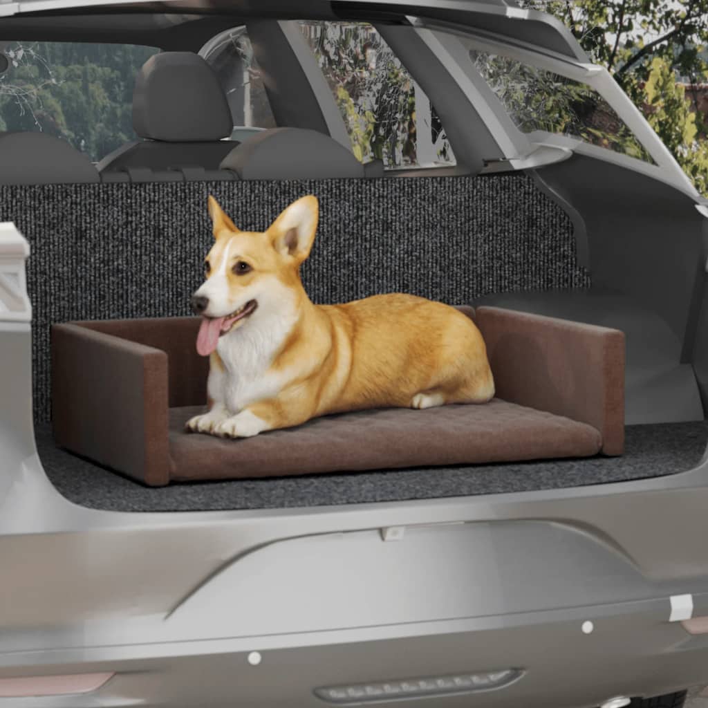 vidaXL Cama de maletero coche de perros aspecto de lino marrón 70x45cm
