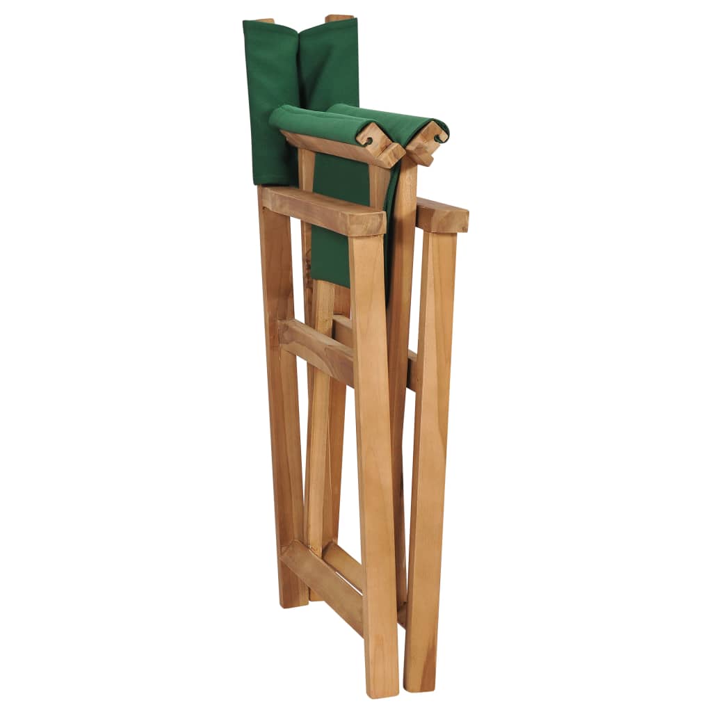 vidaXL Silla plegable de director madera maciza de teca verde